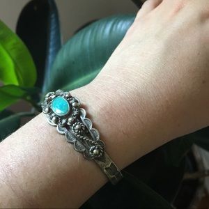 Vintage Silver and Turquoise Cuff